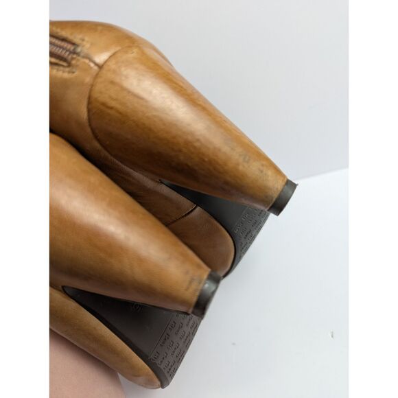 Miz Mooz Sloane Tan Cognac Leather T-strap Strappy Retro Heels Womens 8.5 - Picture 8 of 9